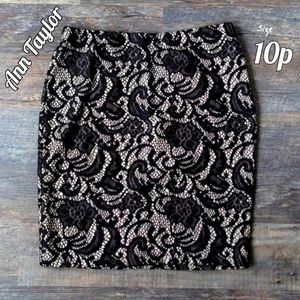 Ann Taylor black lace & taupe work skirt, sz 10